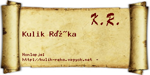 Kulik Réka névjegykártya